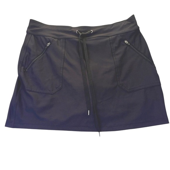 tek gear Pants - Tek Gear DryTek Women Black Athletic Skort M Drawstring Zipper Pockets Workout